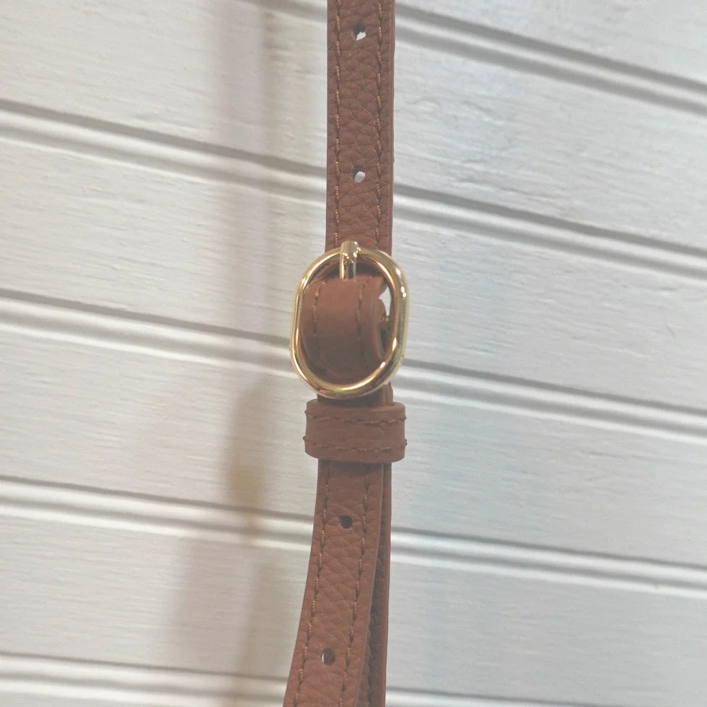 Vintage Talbots Crossbody‎ Purse Tan Leather Wool Plaid Adjustable Strap Bag